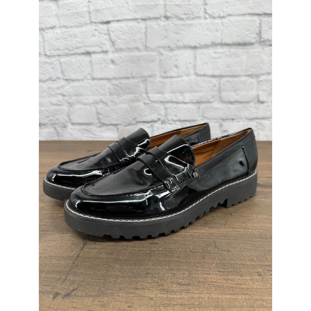 Franco Sarto Cassandra Womens Black Patent Lug Sole Penny Loafers Size 8.5 M - Picture 2 of 10